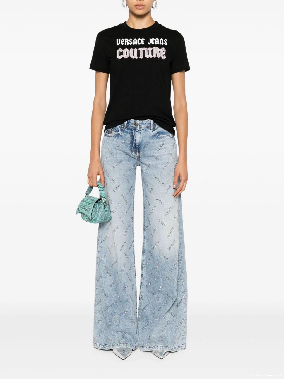 Cheap Versace Couture crystal-logo straight-leg Jeans jeans Women 0630